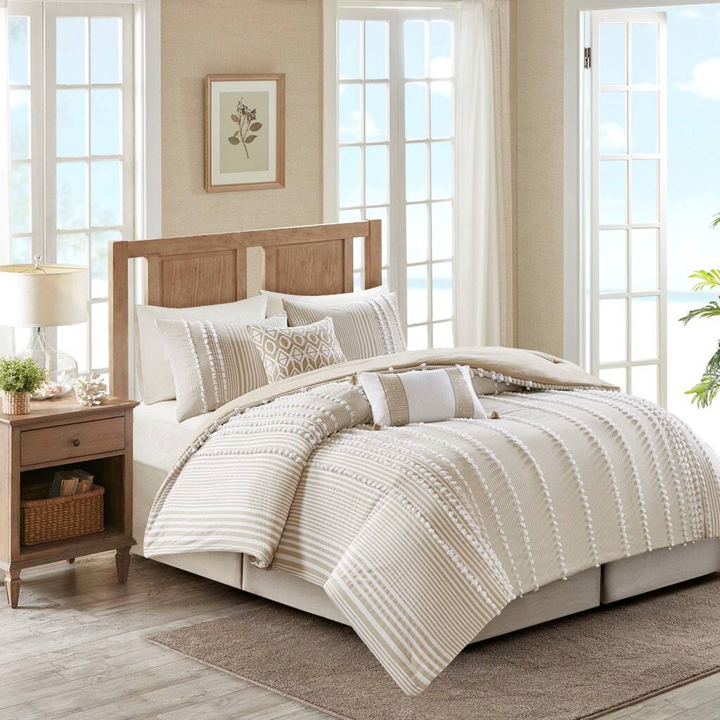 Alt View 1. Gracie Mills - Gracie Mills Randall Embroidered Cotton Oblong Pillow with Tassels - Taupe.