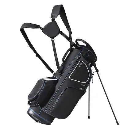 Front. VEVOR - Golf Cart Bag with 14 Way Organizer Divider Top, 35” 11 Pockets Premium Cart Bag with Stand, Durable Golf Bags - Black.
