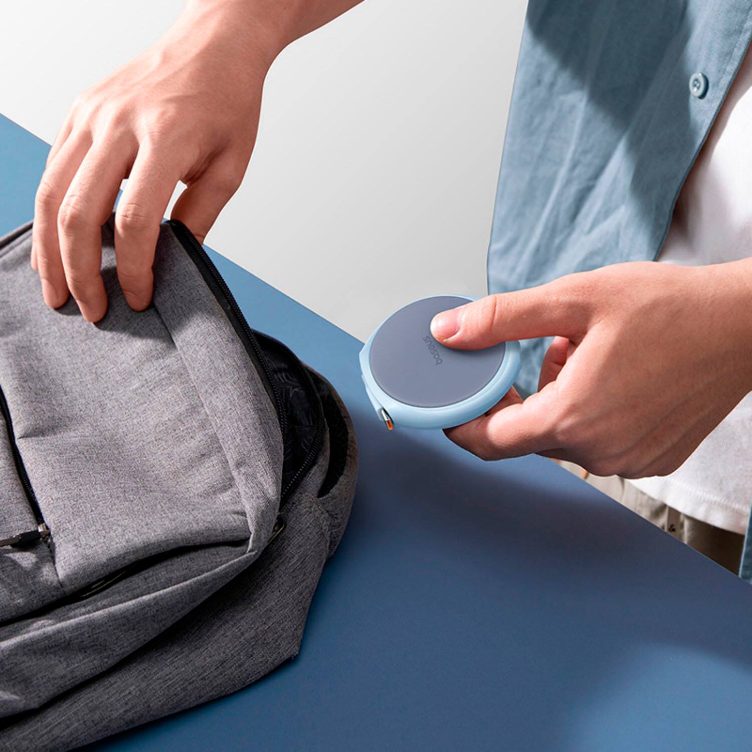 Alt View 12. Baseus - Baseus Free2Pull 100W Retractable USB-C Cable w/ Magnetic Connectors Fast Charging for iPhone Samsung Switch 3.3 FT Blue - Blue.