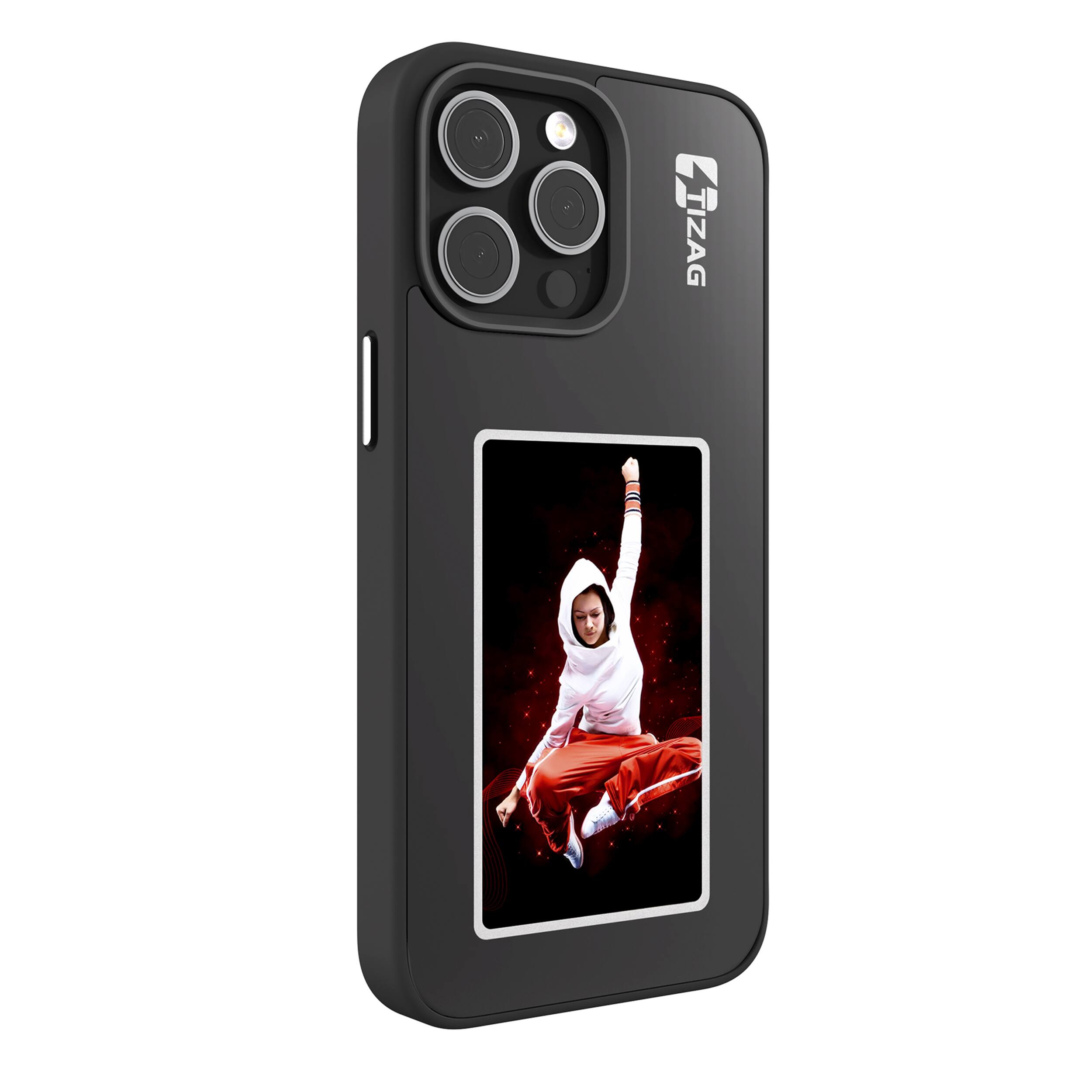Angle. Tizag - Digital Canvas Case for iPhone 16 Pro Max - Black.