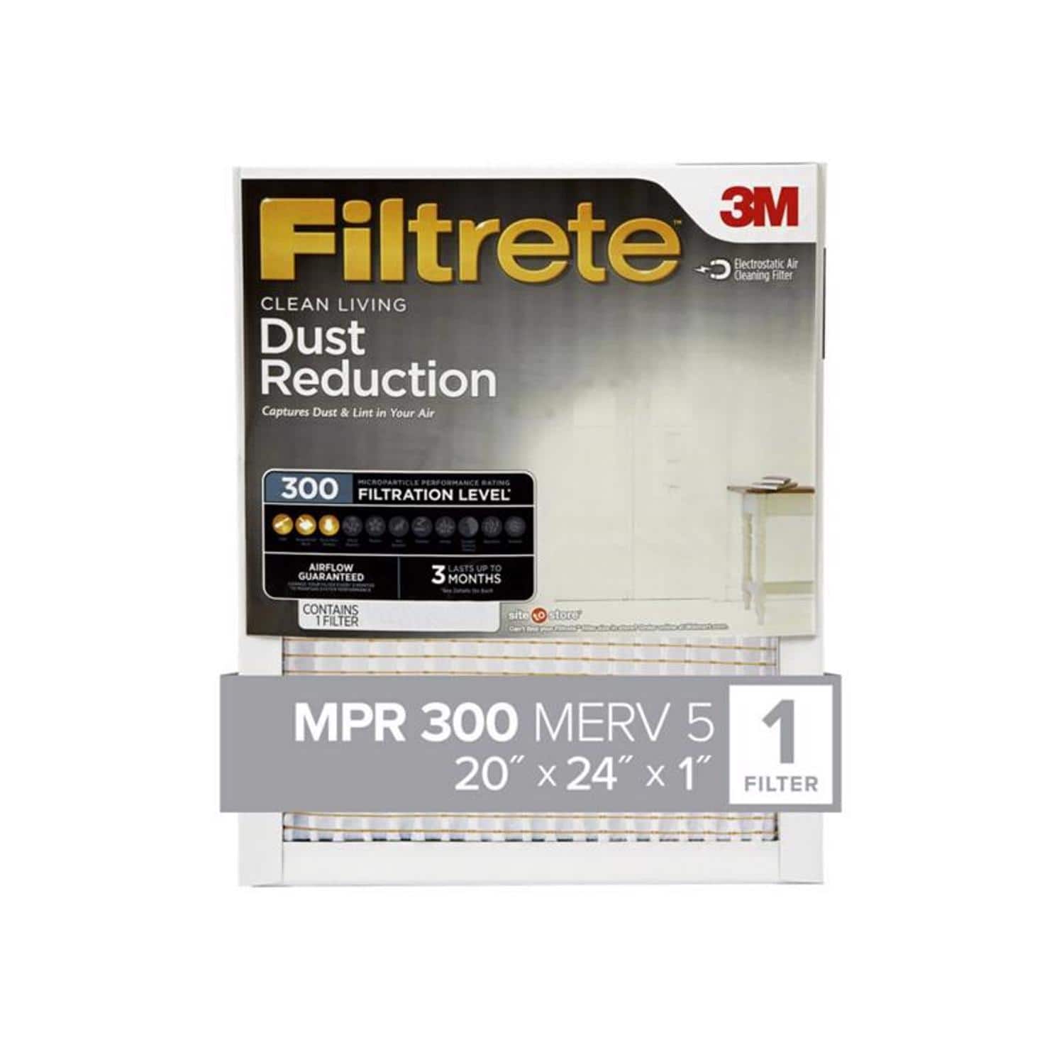 Filtrete - 20 in. W X 24 in. H X 1 in. D 300 MPR Pleated Filter Dust 1 pk
