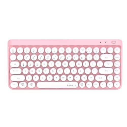 Earthley Blooms - Portable Colorful Computer Keyboards Wireless Mini Compact Retro Typewriter Flexible Design pink-colorful - Pink-white