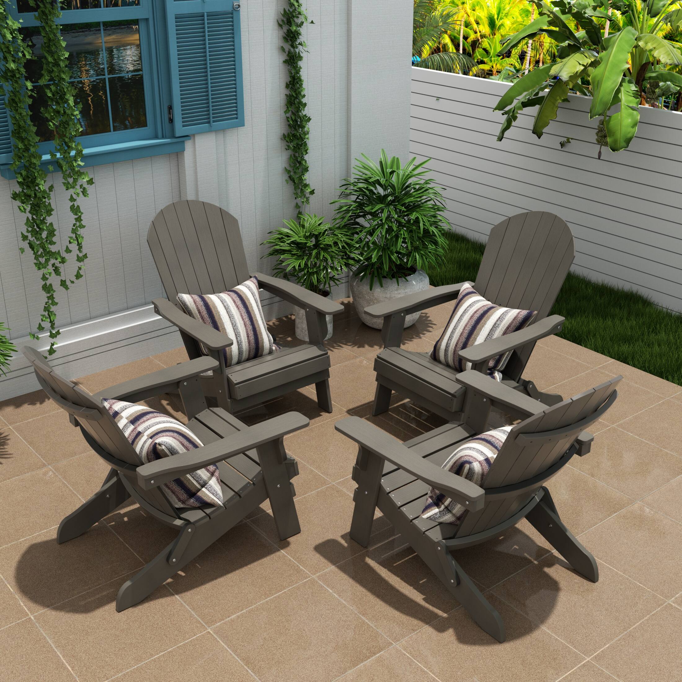 Angle. WestinTrends - WestinTrends Tuscany Outdoor Folding Adirondack Seashell Chair (Set of 4) - Charcoal Gray.