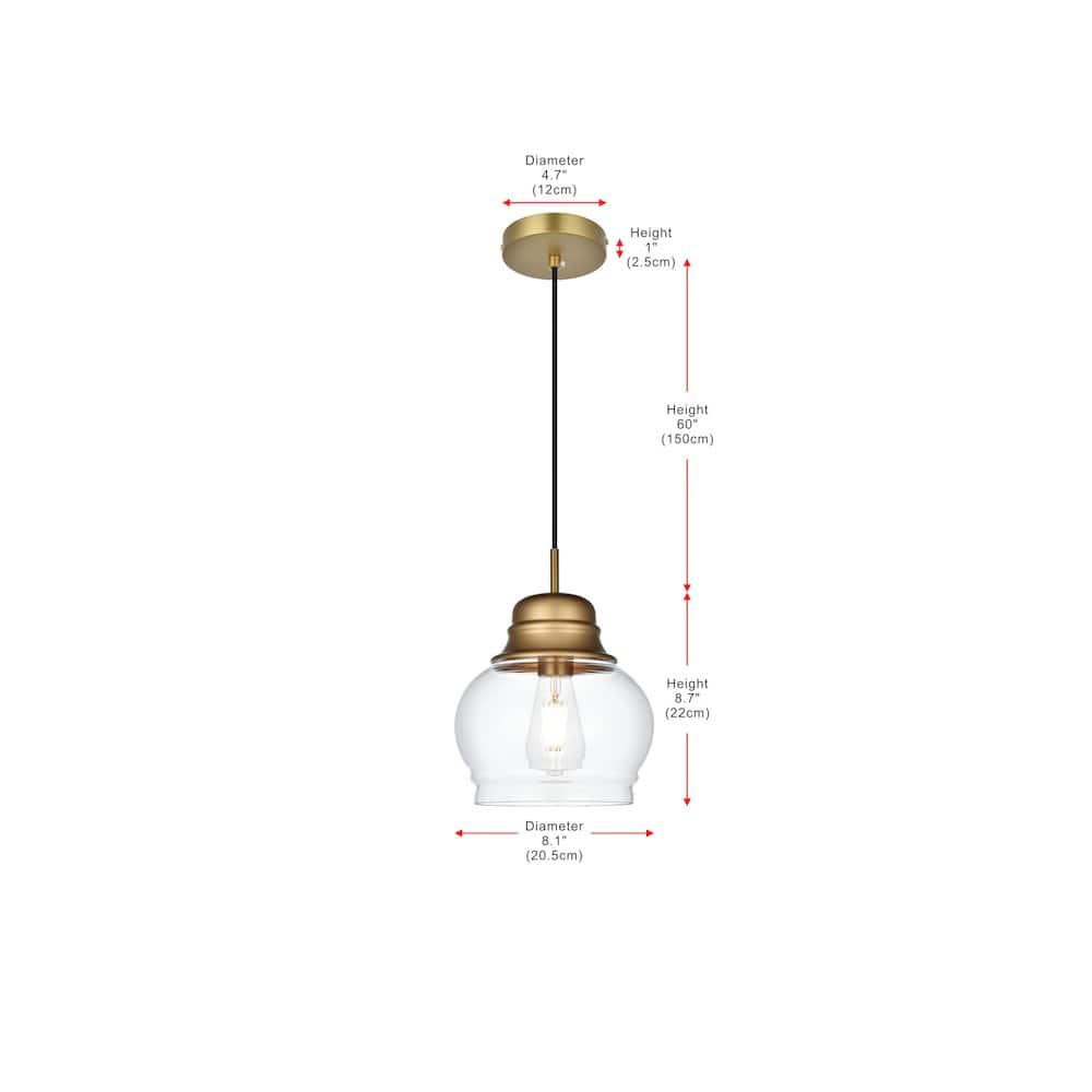 Living District - Kenna 8 Inch Pendant Clear Shade in Satin Gold - Satin Gold And Clear price history on PriceWatchPro