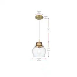 Living District - Kenna 8 Inch Pendant Clear Shade in Satin Gold - Satin Gold And Clear