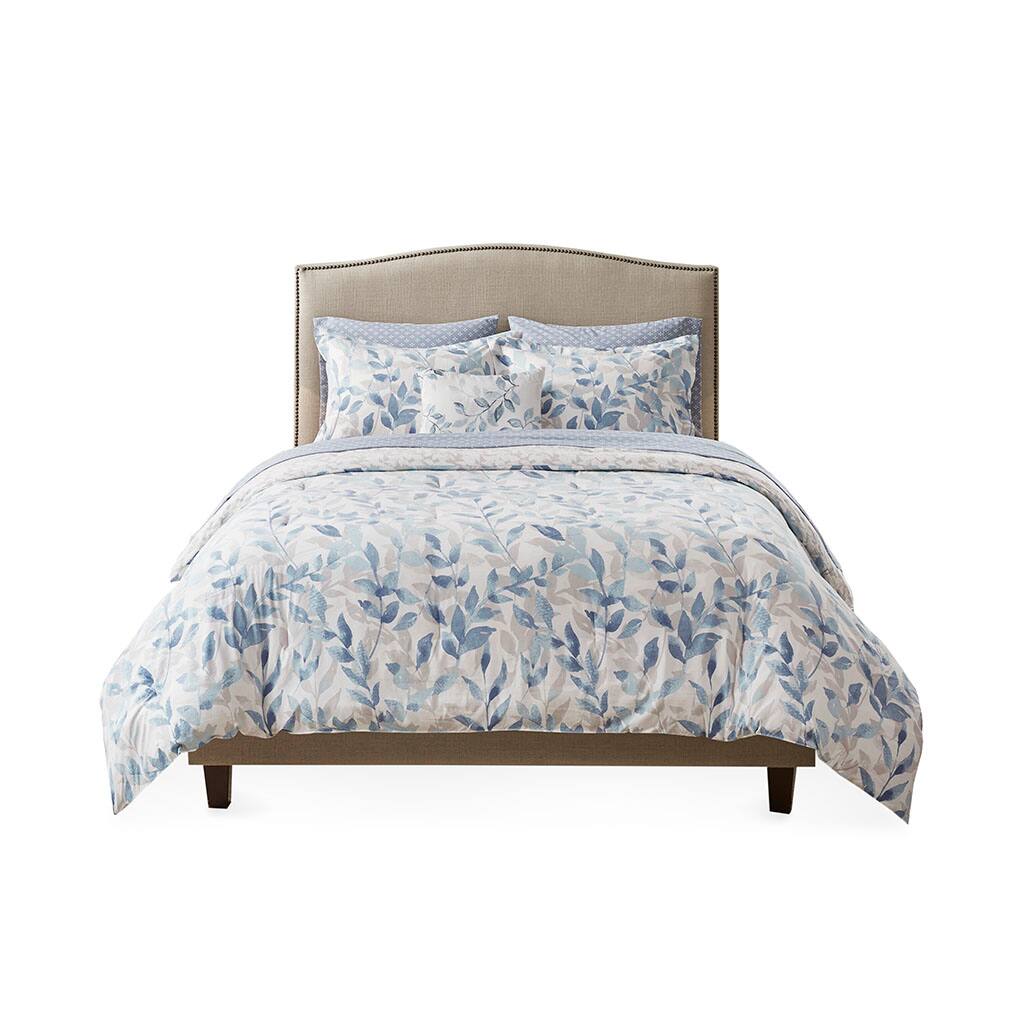 Front. Gracie Mills - Gracie Mills Zelma Reversible 6 Piece Comforter Set with Bed Sheets - Blue.