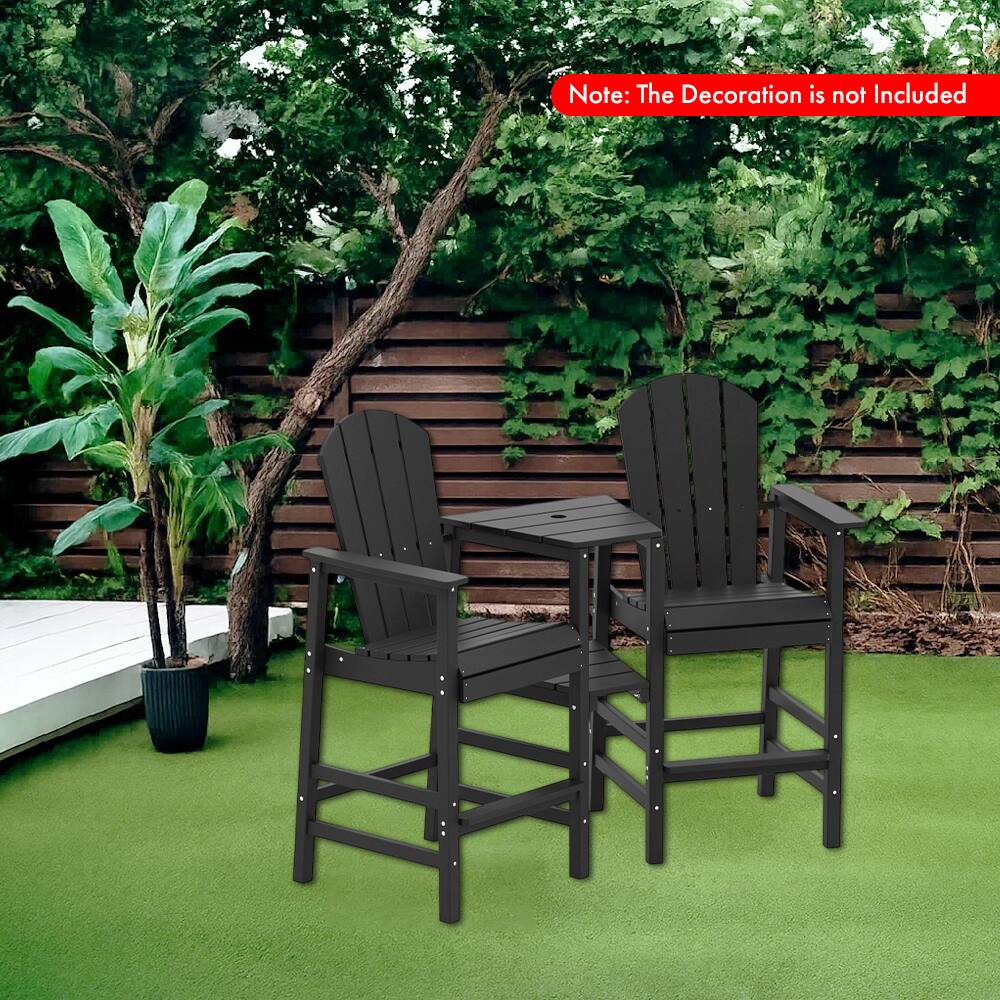Angle. Hivvago - All-Weather Two-Seat Adirondack Chair with Central Connecting Tray - Black.
