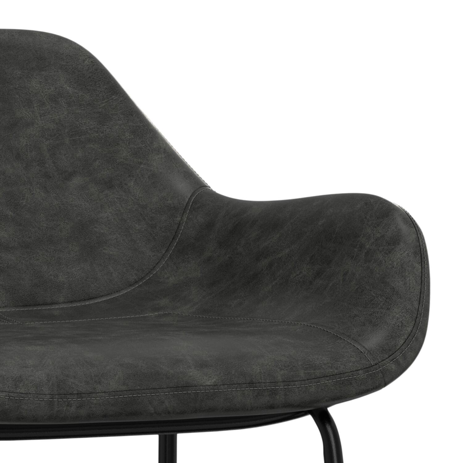 Alt View 2. Simpli Home - Mira Contemporary Bar Stool in Distressed Slate Grey  Vegan Faux Leather - Distressed Slate Grey.
