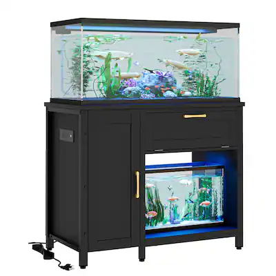 Bestier - 55-75 Gallon Wooden Fish Tank Stand with Storage Cabinet Supports Up to 730 lbs - Black Bestier - 55-75 Gallon Wooden Fish Tank Stand with Storage Cabinet Supports Up to 730 lbs - Black