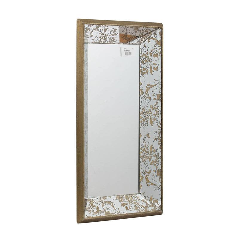 Alt View 1. BreeBe - 20' x 12' Antique Silver Rectangle Mirror with Floral Accents, Mirrored Display Tray, Hanging Wall Mirror - Silver.