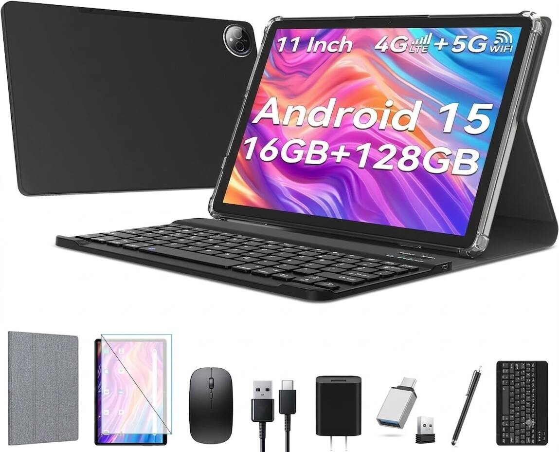 11 Inch 4G LTE + 5G WIFI  
Android 15  
16GB+128GB