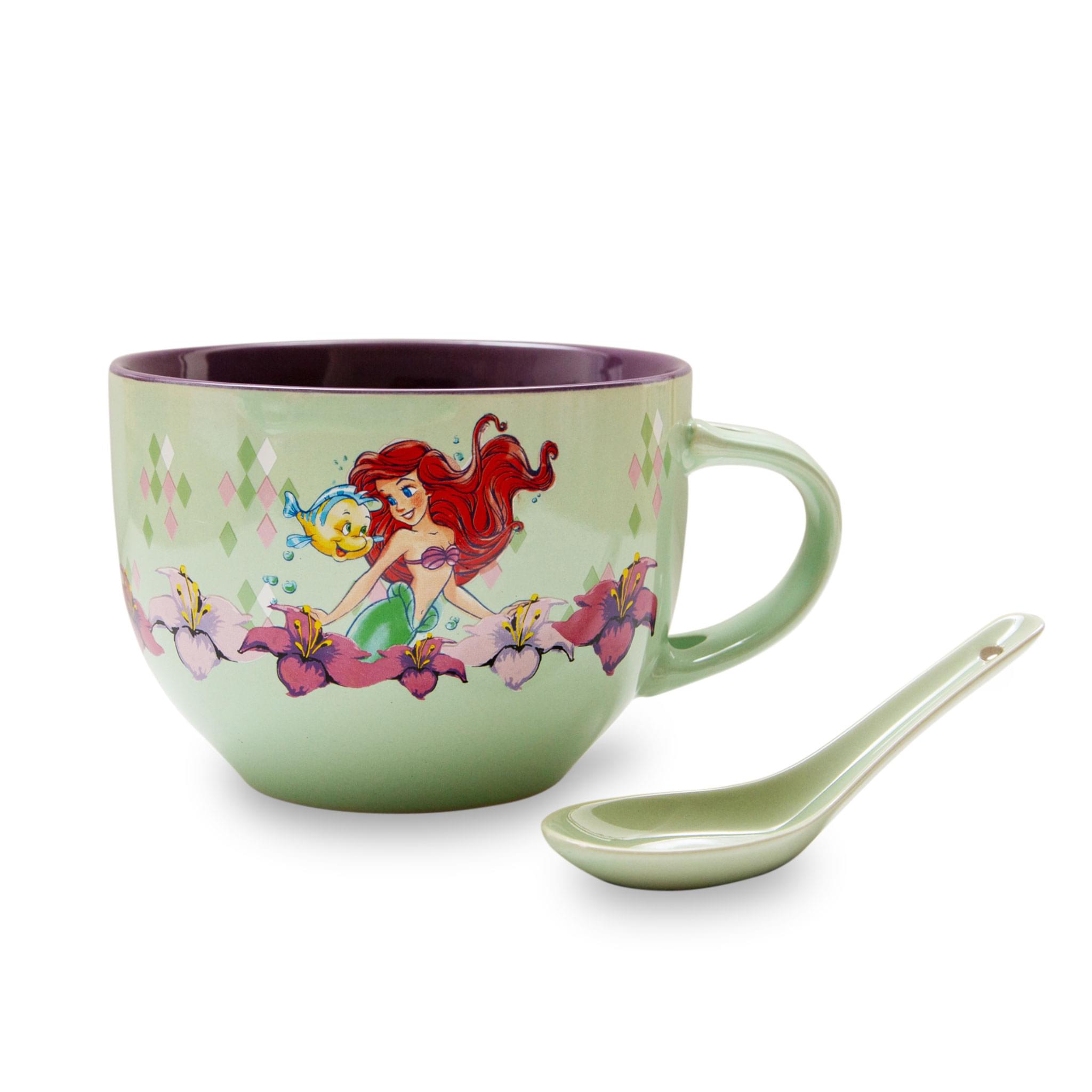 Silver Buffalo - Disney The Little Mermaid Ariel Ceramic Soup Mug With Spoon | Holds 24 Ounces - Blue price history on PriceWatchPro