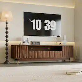 MSOOB - 78.74" Wood TV Stand with 2 Drawer and 2 Cabinet for 85" TV, Modern Entertainment Center with Open Shelf for Living Room - Brown