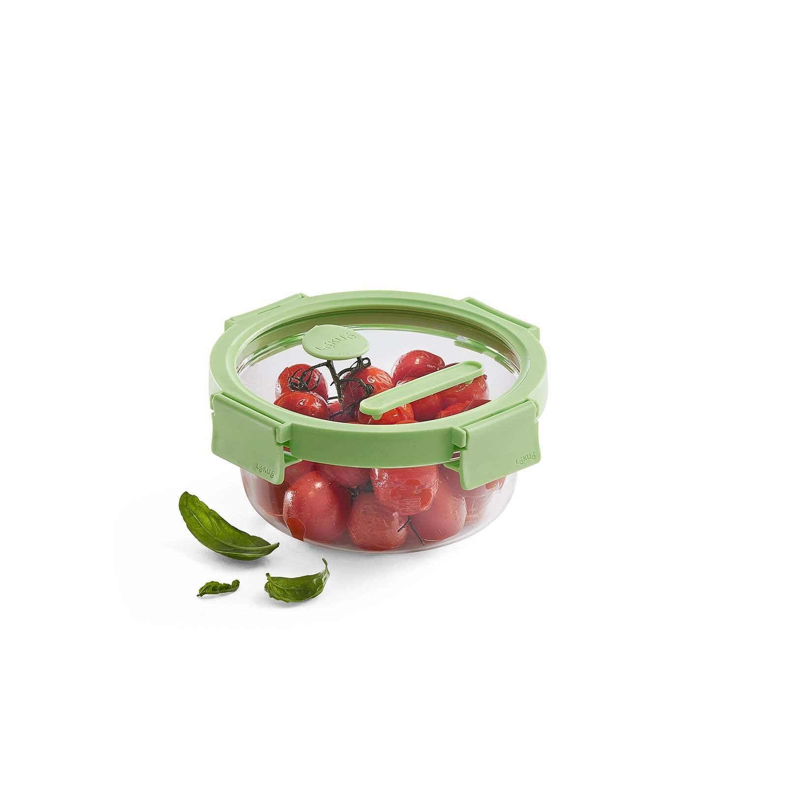 Alt View 1. Lekue - 100% Airtight Round Glass Food Storage Container, 22 oz - Green.