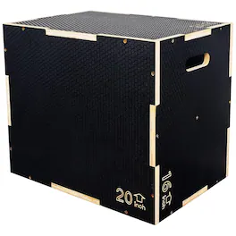 Fitvids - 24" x 20" x 16" Wooden Plyometric Box Non-Slip Jump Platform - Black
