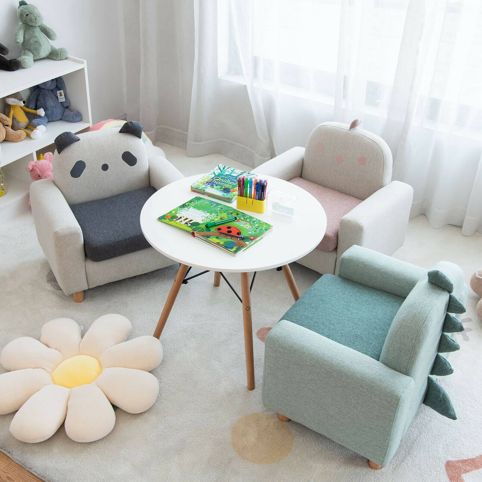 Alt View 3. Gymax - Gymax Kids Panda Sofa Wooden Armrest Chair Couch w/ Thick Cushion Beech Legs Gift - Grey.