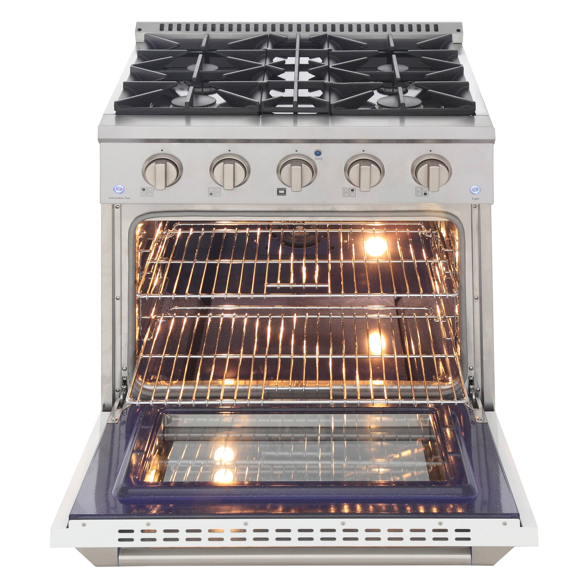 Alt View 1. Kucht - 30 in. 4.2 cu. ft. Propane Gas Range with Sealed Burners and Convection Oven in White - White.