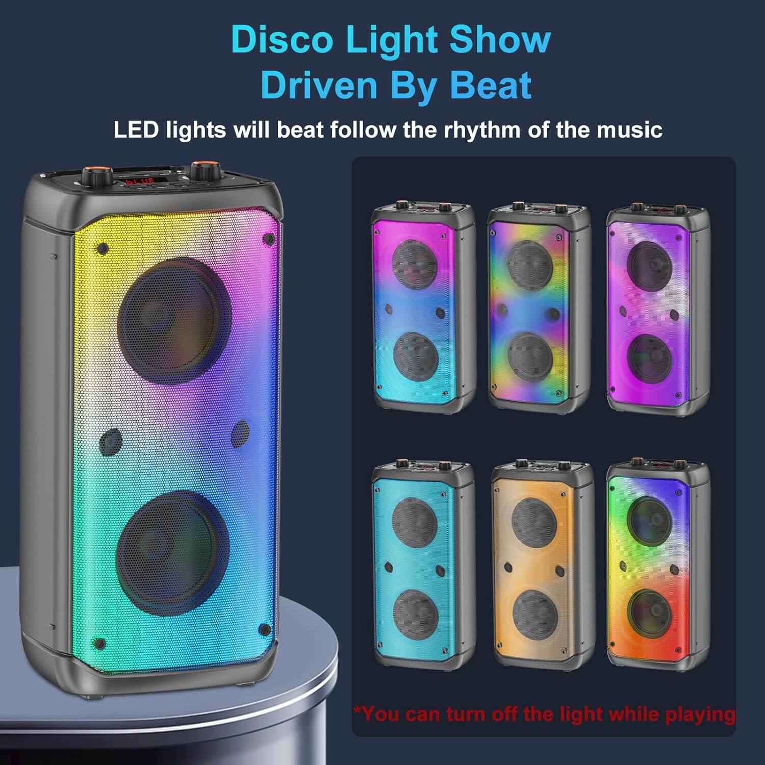 Disco Light Show  
Driven By Beat

LED lights will beat follow the rhythm of the music

*You can turn off the light while playing