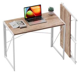 HM 1810 - Small Folding Desk 39 Foldable Computer Desks Spaces Saving Writing Table For Bedroom Home Office Dorm Apa - Oak