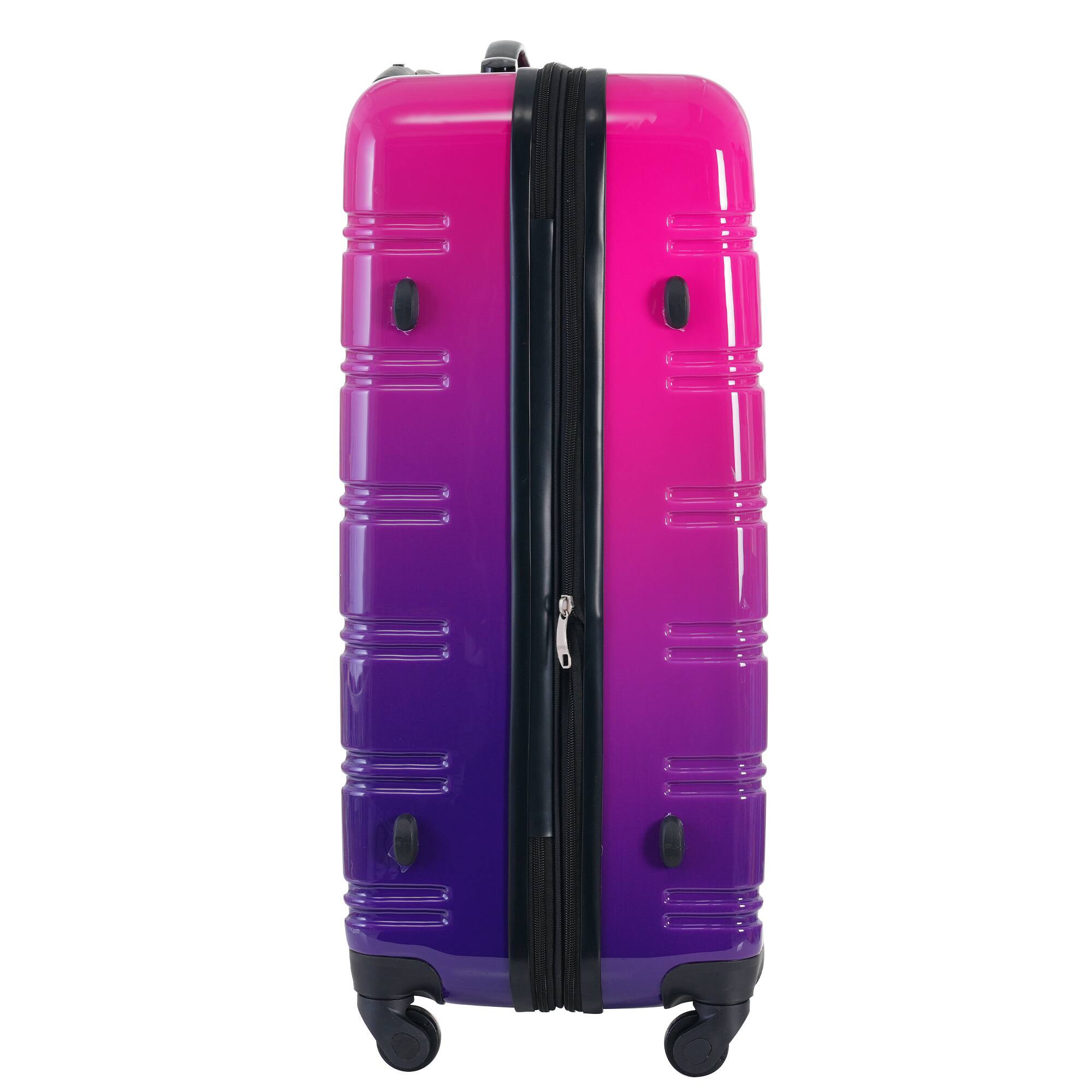 Back. LOVMOR - Lovmor 3-Piece Hardshell Luggage Set 20/24/28"  TSA  Spinner  Expandable  Pink - Multicolor purple.