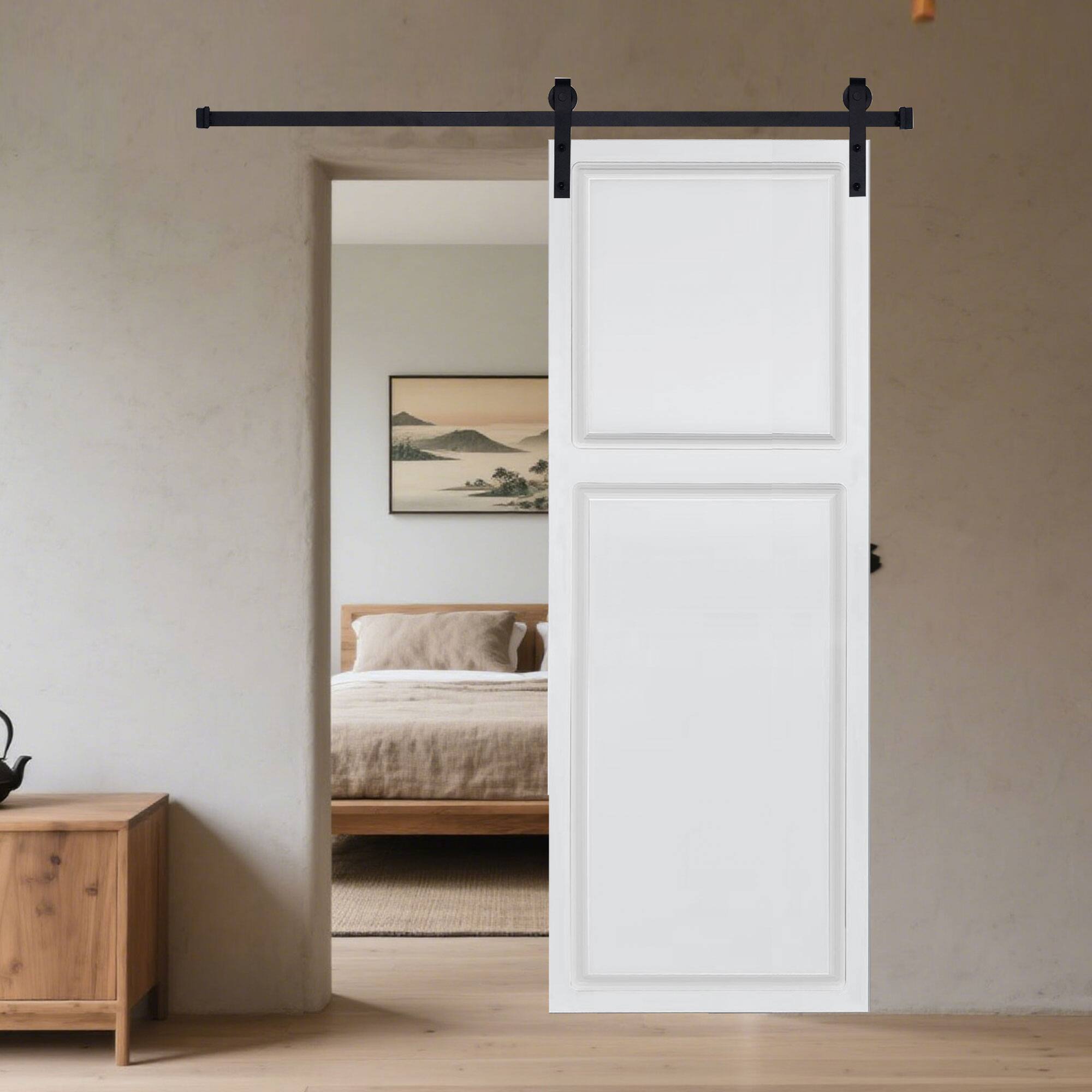 Alt View 1. Boyel Living - Milk White Modern 2-Panel Barn Sliding Door 36-in L x 0.75-in W x 84-in H with Hardware Kit - Milk White.