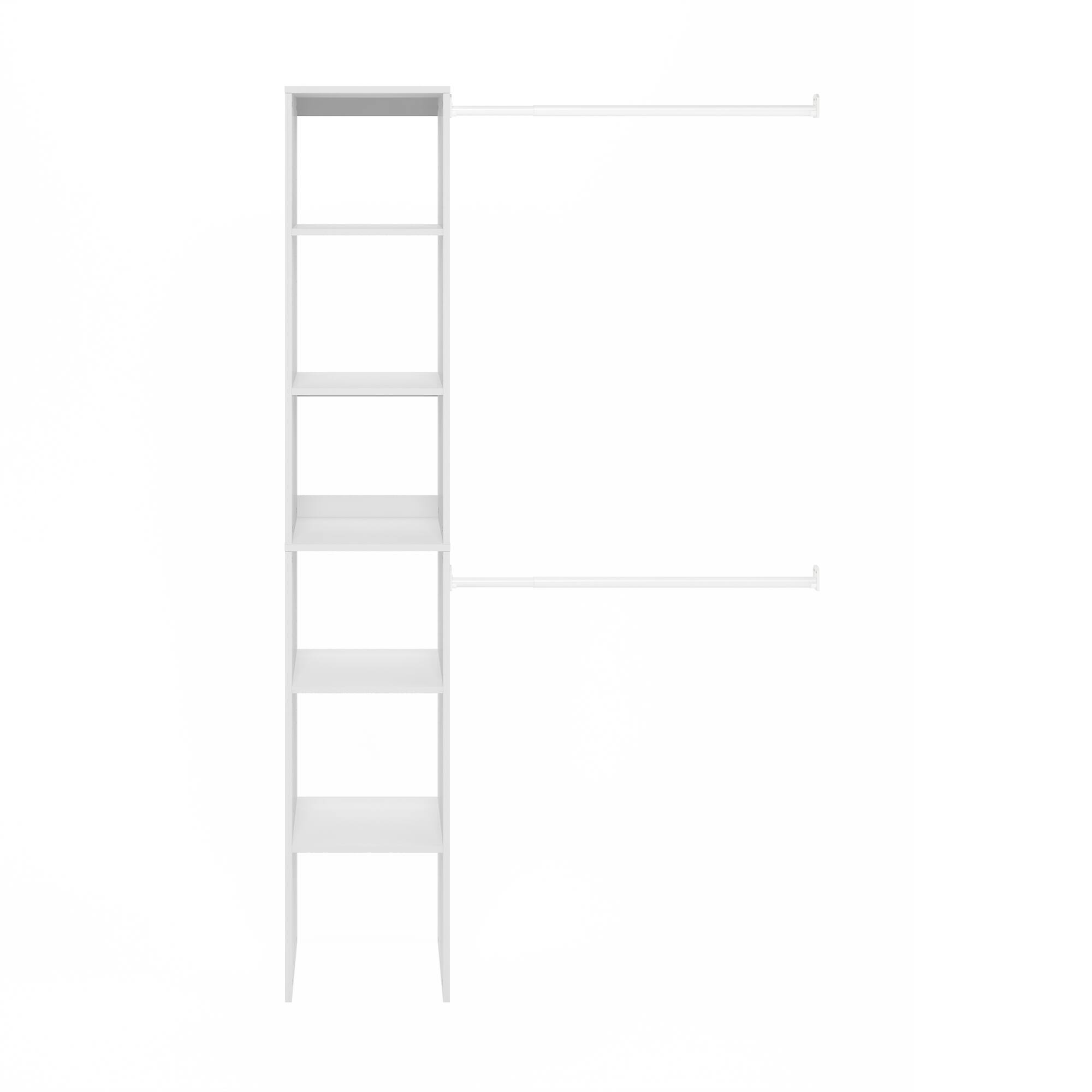 Alt View 2. Furinno - Fano Clothing & Closet Storage Organizer Shelf Tower with 2 Hanging Bars - White.
