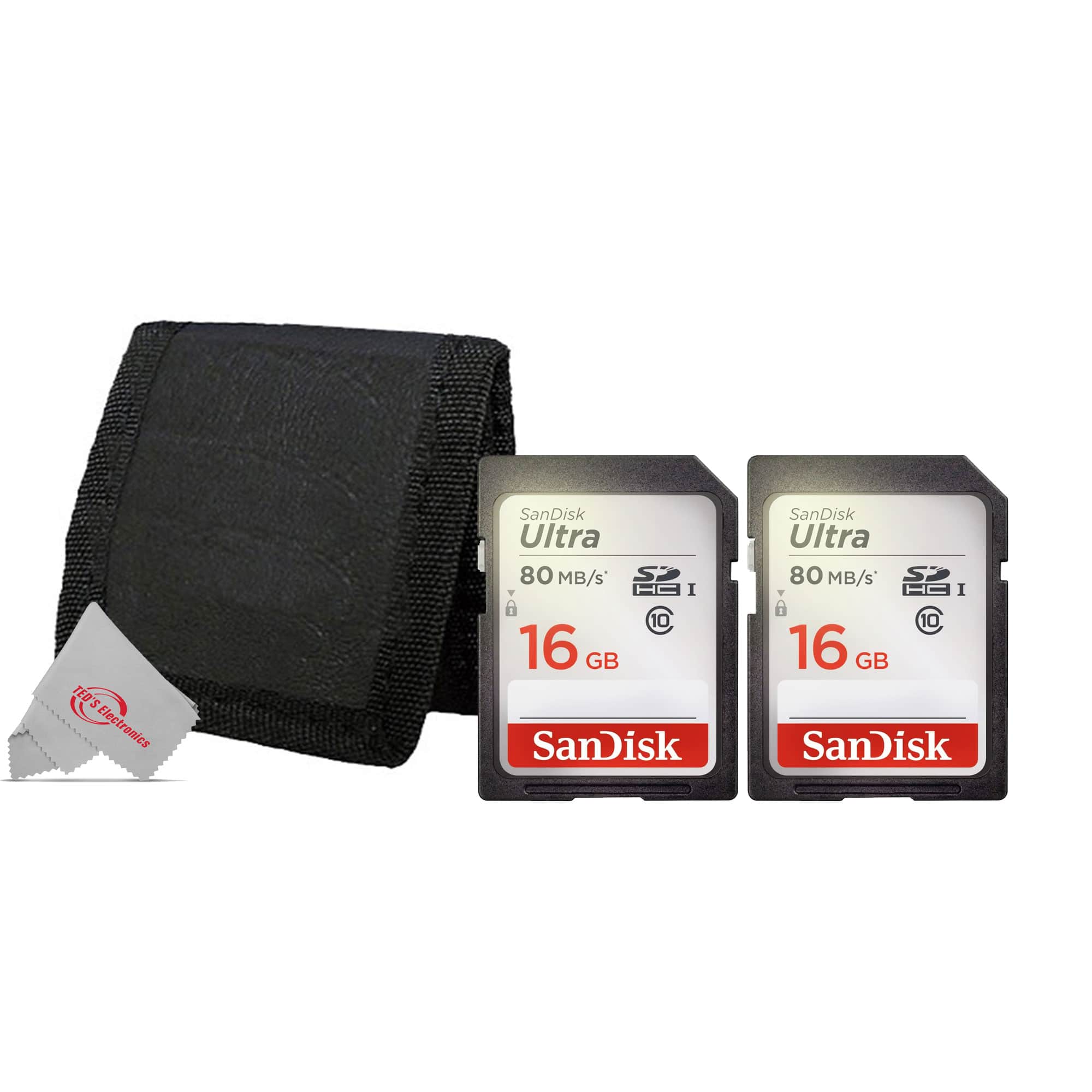 SanDisk Professional - 2x SanDisk Ultra 16GB Class 10 SDHC UHS-I Memory Card up to 80MB/s SDSDUNC-016G-GN6IN with Card Wallet price history on PriceWatchPro