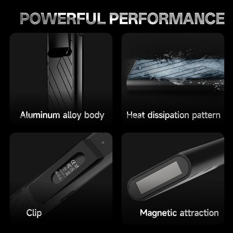 POWERFUL PERFORMANCE

- Aluminum alloy body
- Heat dissipation pattern
- Clip
- Magnetic attraction