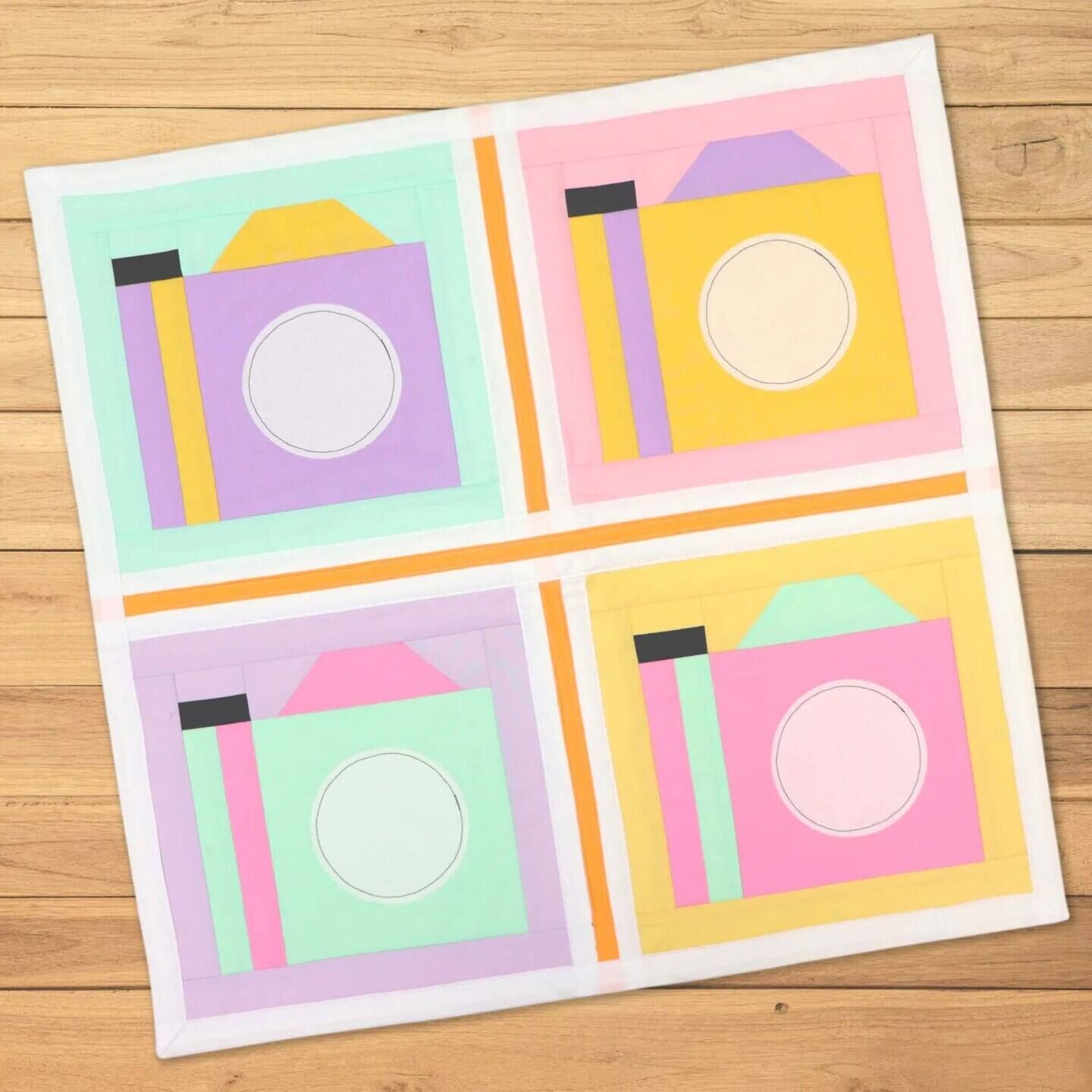 Angle. AccuQuilt - Camera Quilt Block Quilt-As-You-Go Kit by Judy Gauthier (4-Block Pack) - Multi.