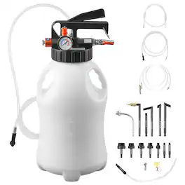 VEVOR - Transmission Fluid Pump, 8 L Pneumatic Oil Fluid Extractor, ATF Refill Dispenser Transfer Pump with 15 ATF Adapters - White + Black