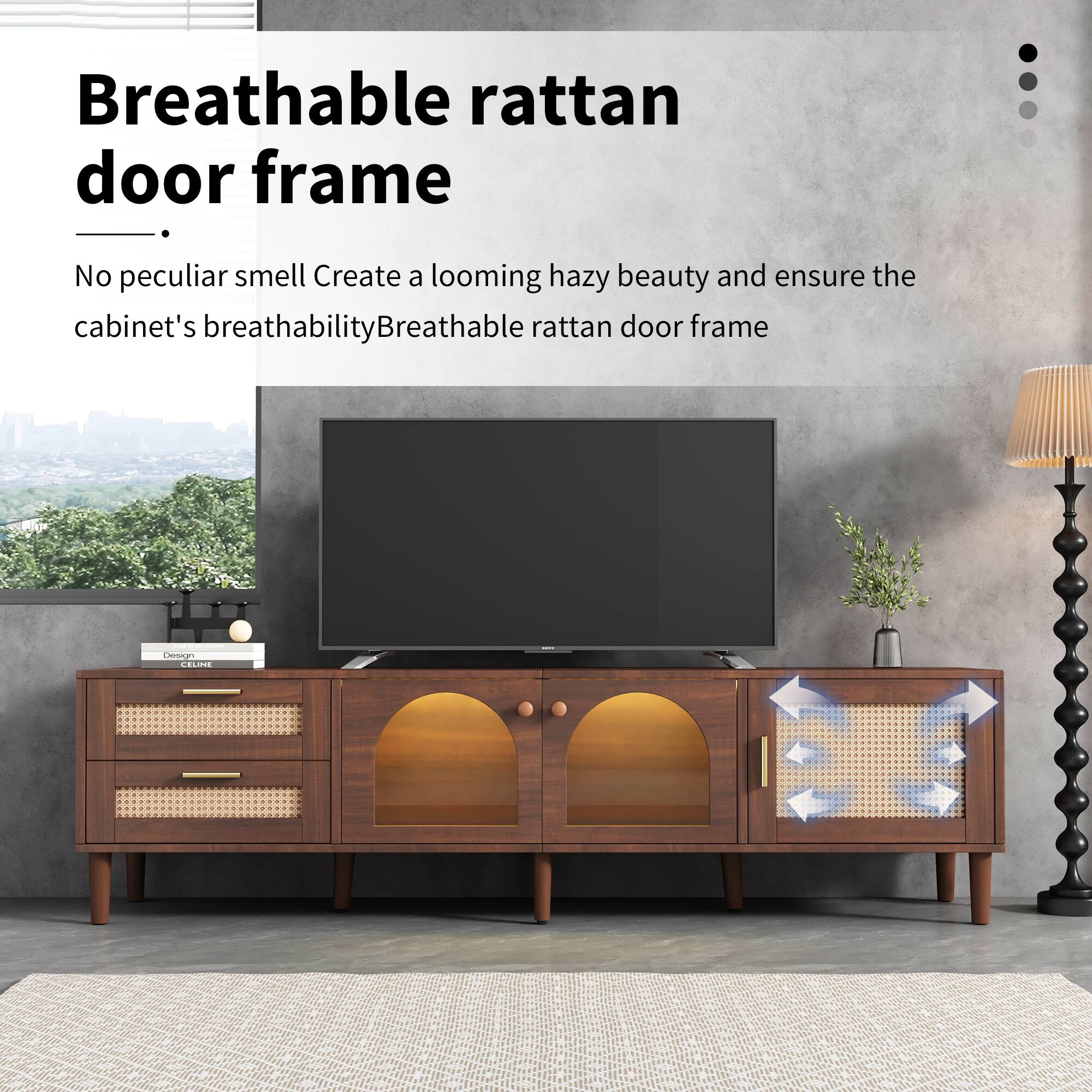 Breathable rattan door frame

No peculiar smell. Create a looming hazy beauty and ensure the cabinet's breathability. Breathable rattan door frame.
