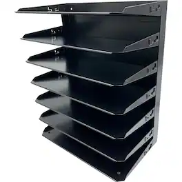 Huron - Horizontal Slots Desk Organizer 7 Compartment Horizontal 15" x 15" x 8.75" Durable Steel - Black