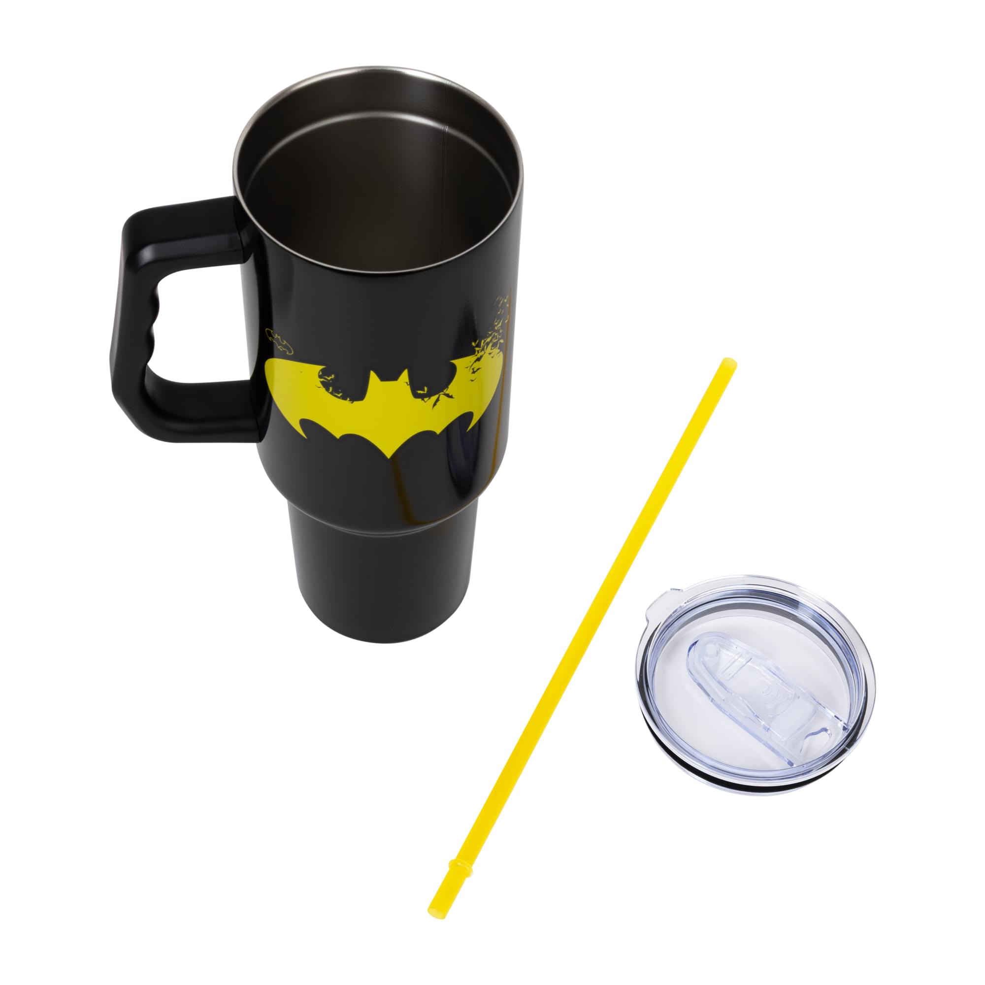 Alt View 10. Silver Buffalo - DC Comics Batman Logo 40-Ounce Stainless Steel Tumbler With Handle - Multi-Colored.
