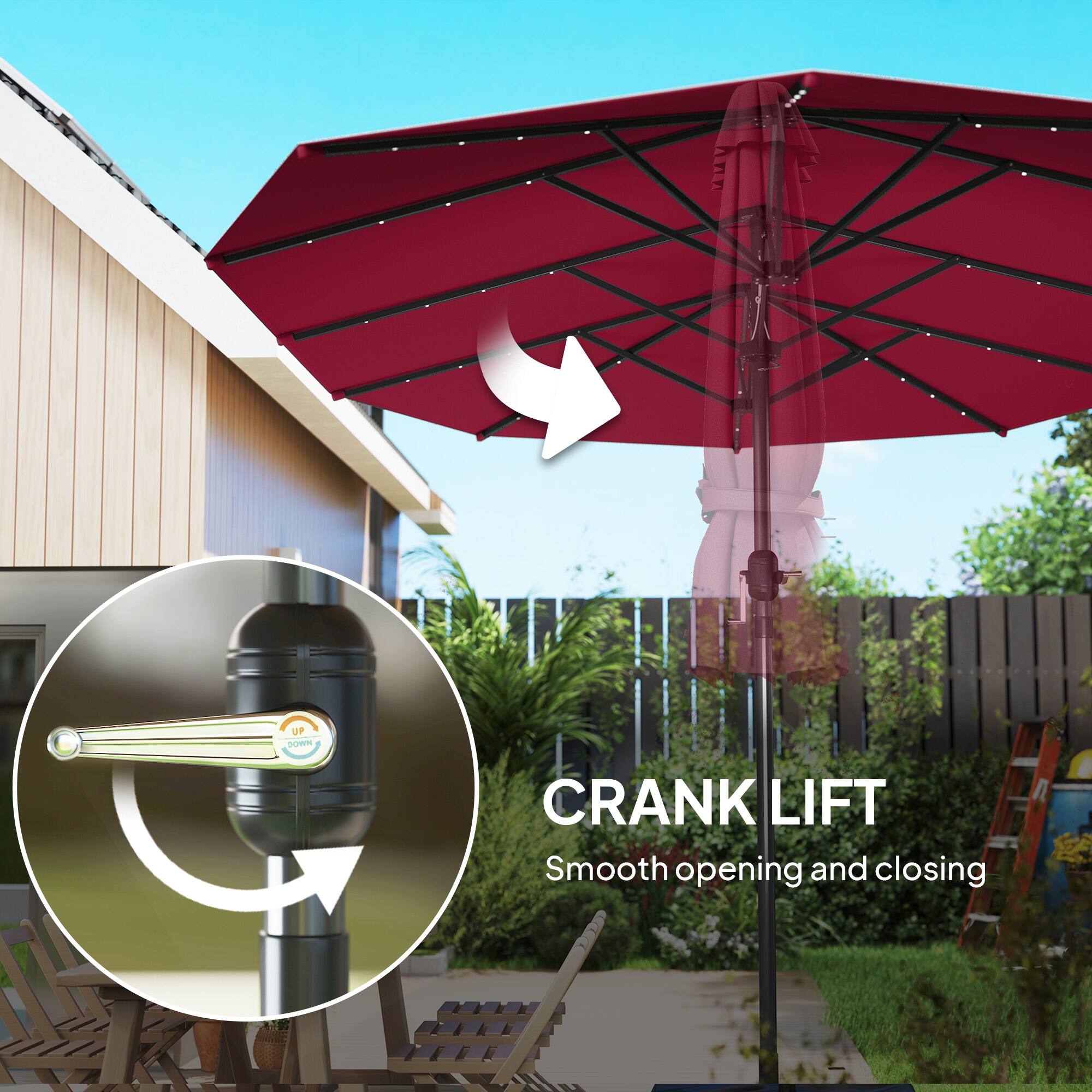CRANK LIFT  
Smooth opening and closing
