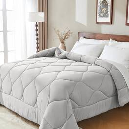 Bestier - Queen Size All-Season Down Alternative Comforter – Lightweight Duvet Insert with Corner Tabs, Skin-Friendly - LIGHT GREY