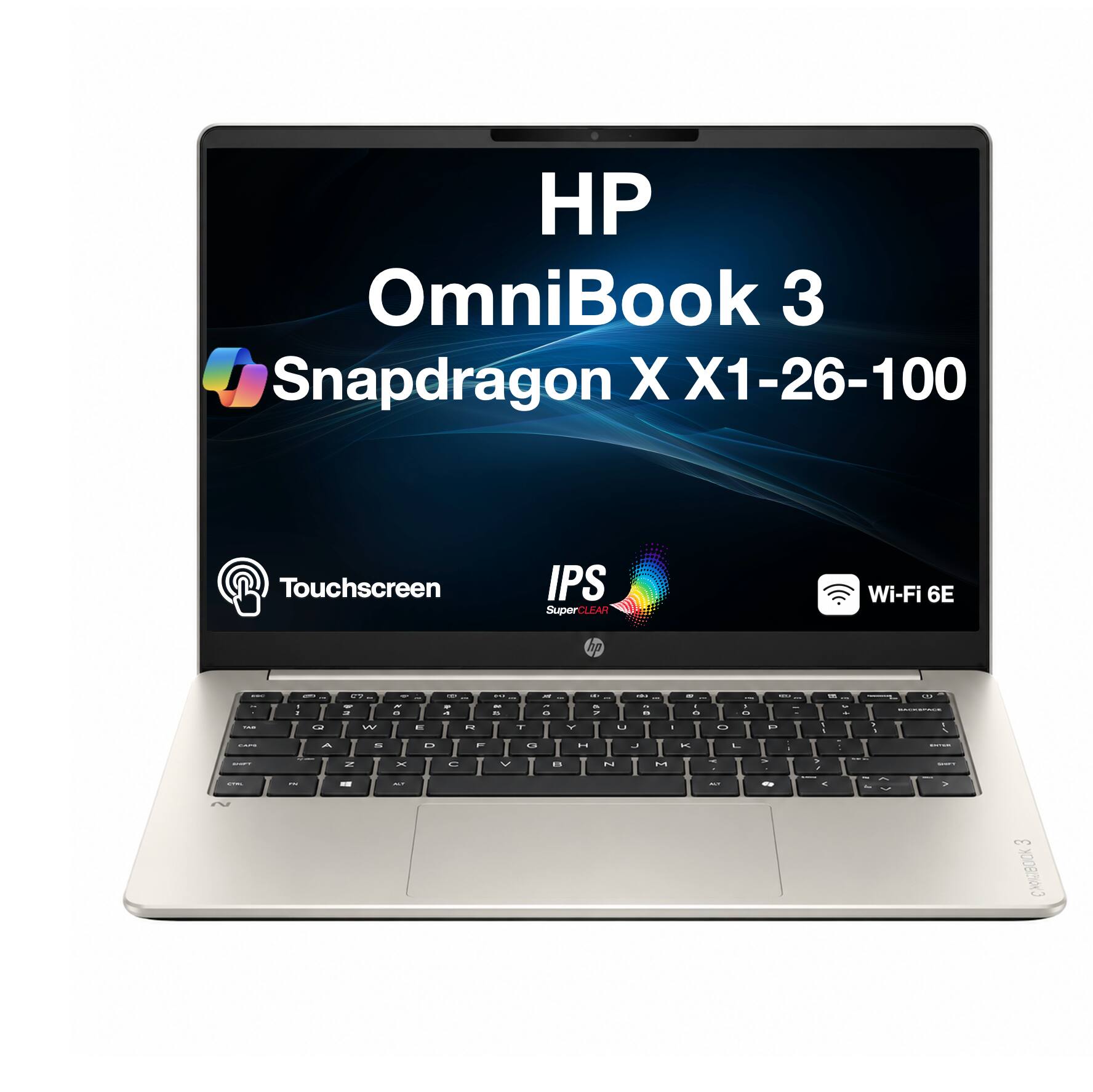 HP OmniBook 3 Snapdragon X X1-26-100 Touchscreen IPS SuperCLEAR Wi-Fi 6E