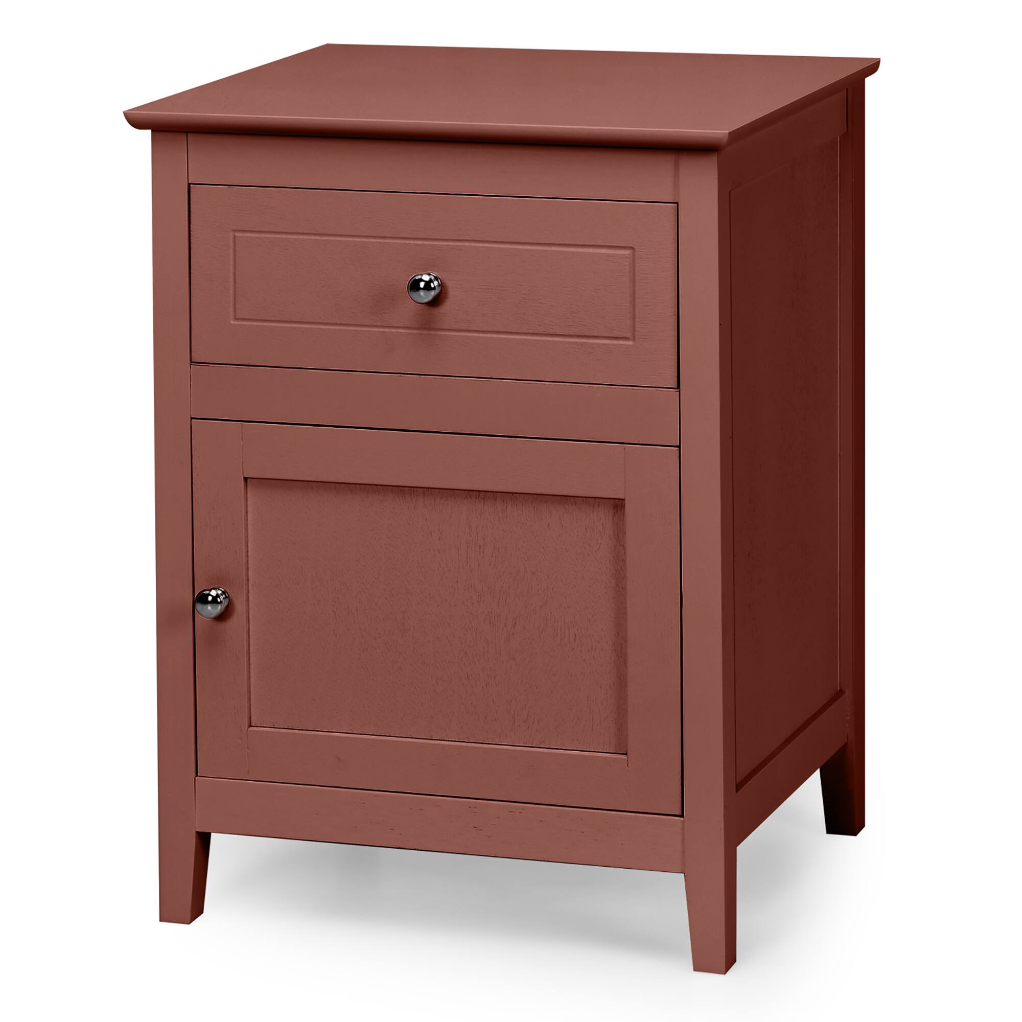 Alt View 20. Costway - Nightstand with Drawer Accent Side End Table Storage Cabinet - Cherry.