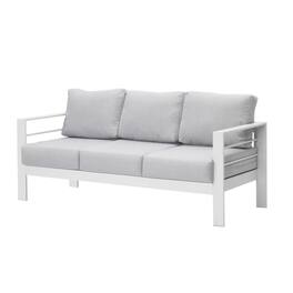 Mondawe - 73" 3 Seat Outdoor Aluminum Patio Sofa with Cushions - White+Gray