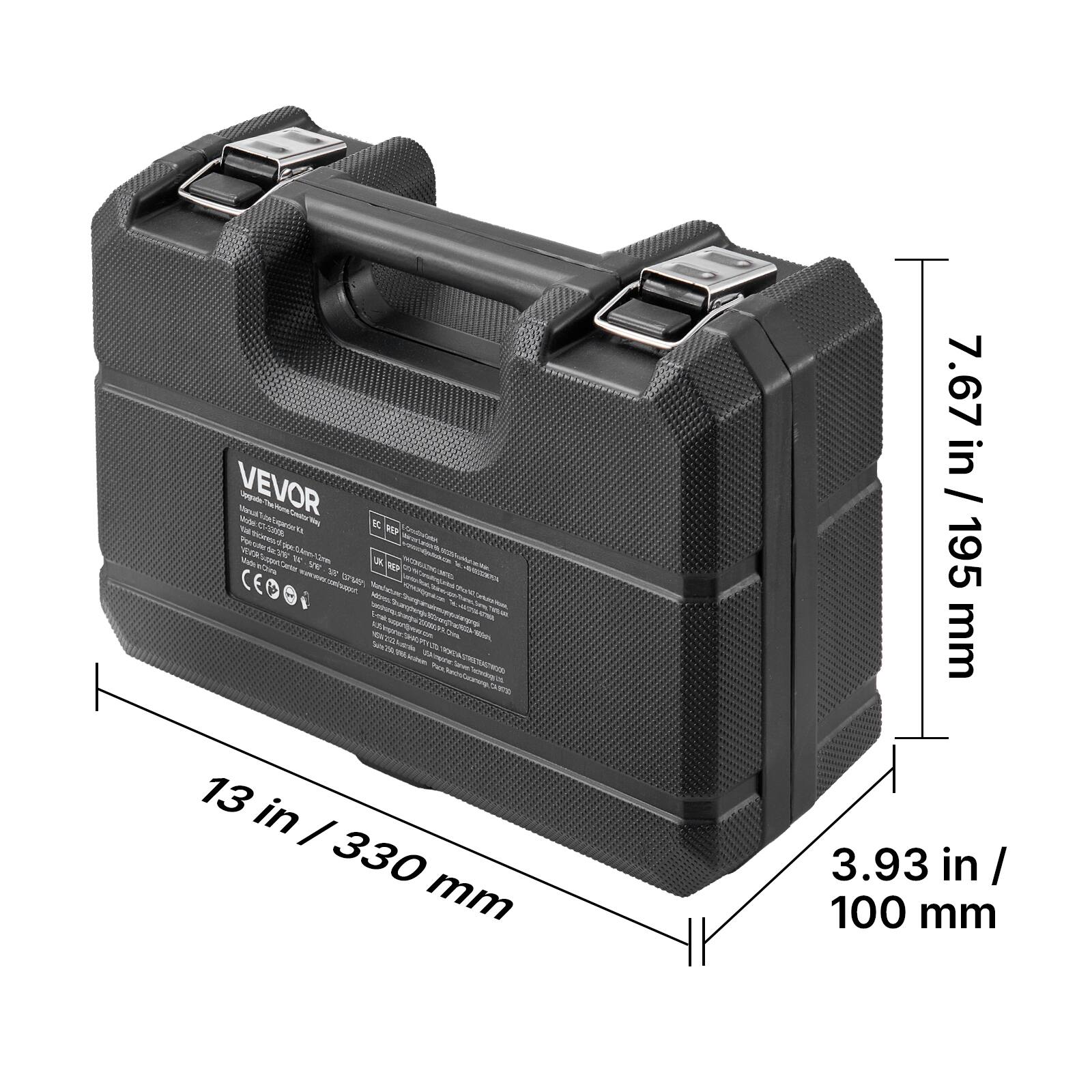 VEVOR

Model: Mru

- Dimensions: 7.67 in / 195 mm
- Width: 13 in / 330 mm
- Height: 3.93 in / 100 mm