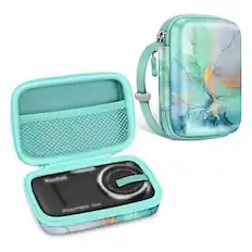 Front. Kitcheniva - Camera Case Bag For Polaroid Snap / Polaroid ZIP / HP Sprocket Emerald Marble - Emerald Marble.