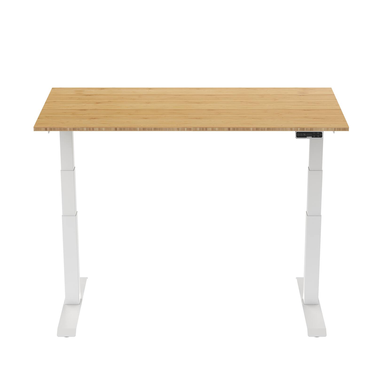 Front. FlexiSpot - FlexiSpot E7 55''W Electric Adjustable Standing Desk, Bamboo/White - Bamboo.