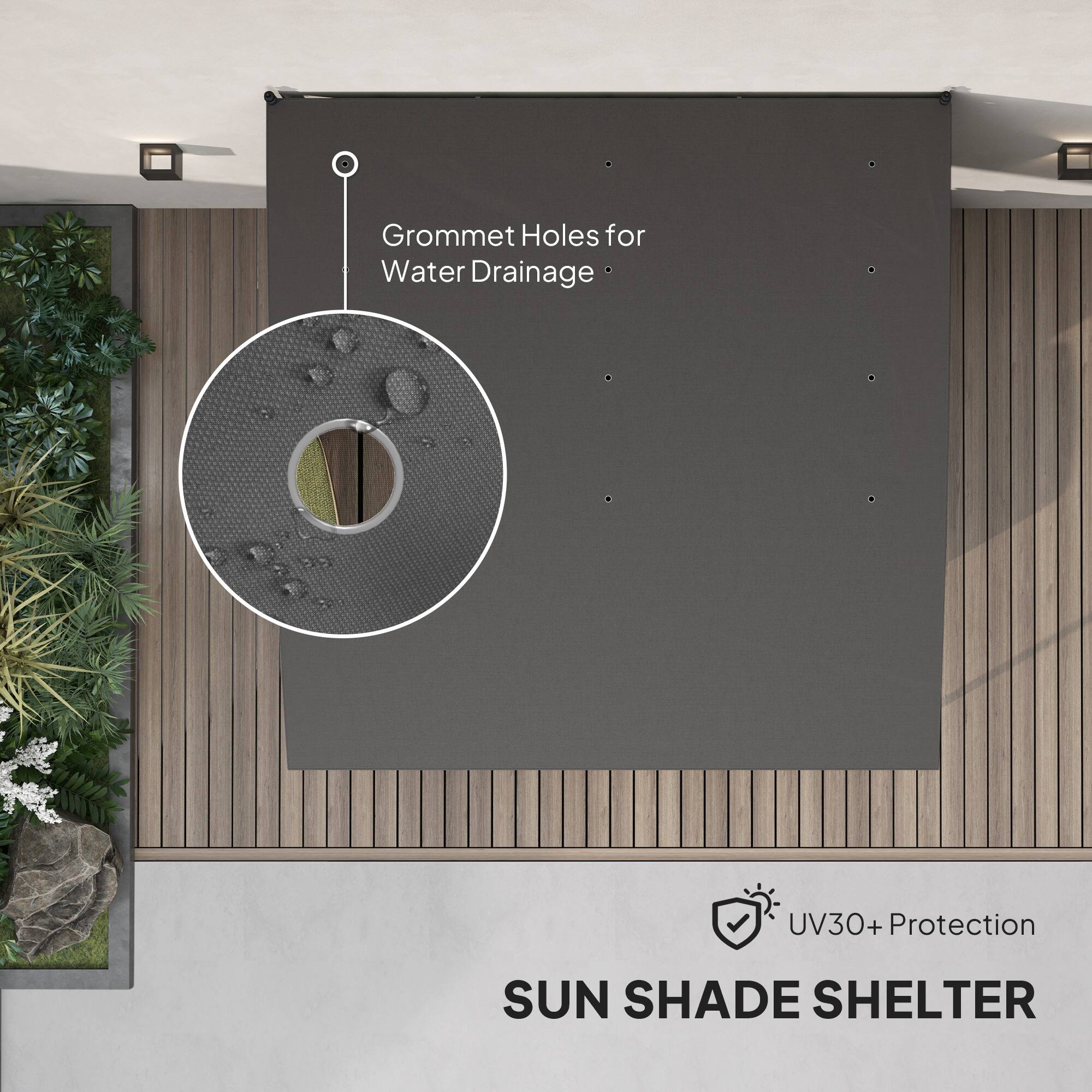 Grommet Holes for Water Drainage  
UV30+ Protection  
SUN SHADE SHELTER