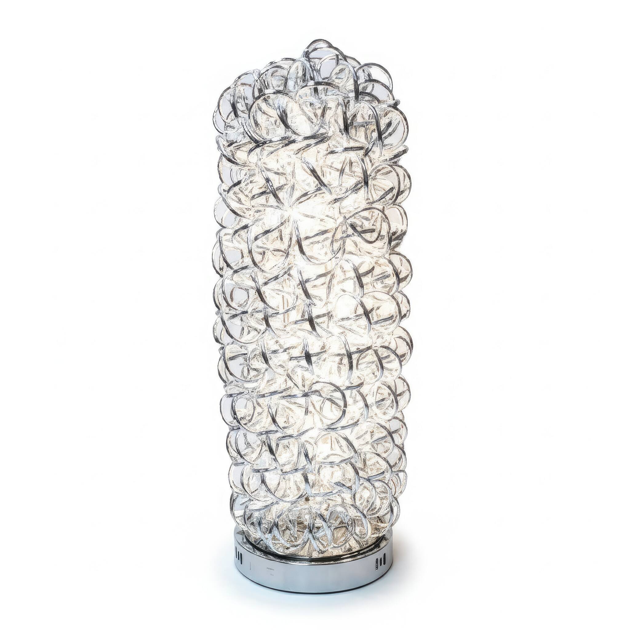 Angle. FC Design - 23"H Artsy Aluminum Wire Wrapped Decorative Column Lamp with Chrome Finish Base.