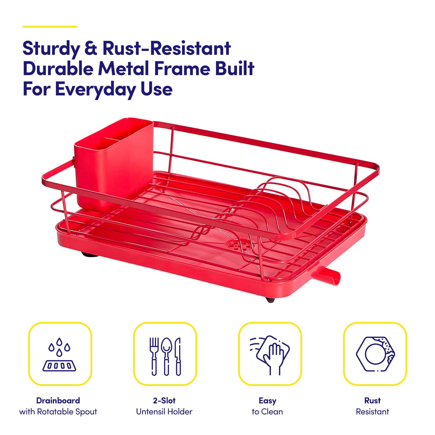 Sturdy & Rust-Resistant  
Durable Metal Frame Built For Everyday Use

- Drainboard with Rotatable Spout
- 2-Slot Utensil Holder
- Easy to Clean
- Rust Resistant
