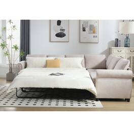 Roomtec - Sleeper Sofa 2 in 1 Pull Out Couch Bed6 seater sofa bed L Shaped Sleeper Sectional Sofa - Beige