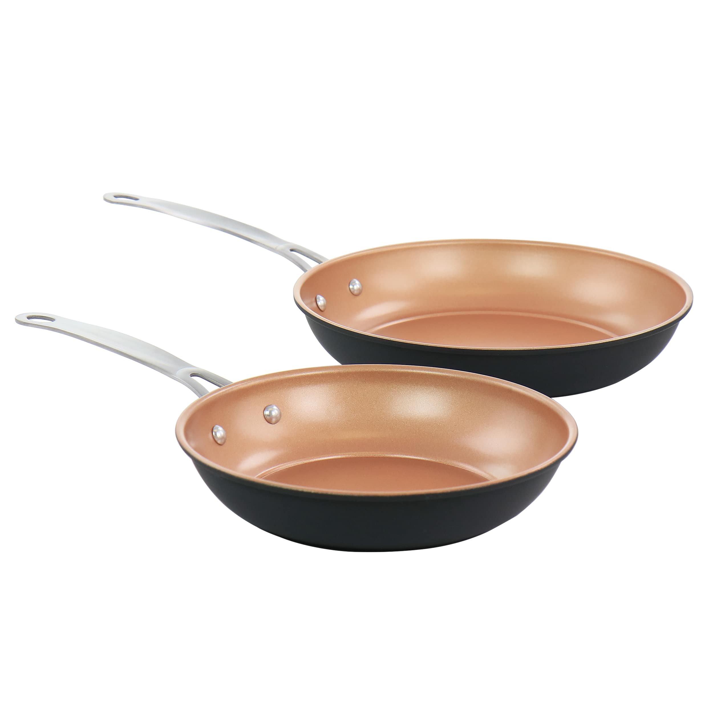 Gibson - Home Chestnut 2 Piece Nonstick Carbon Steel Frying Pan Set - Copper