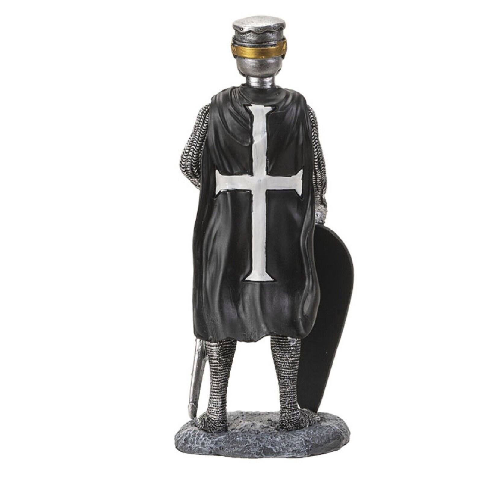 Angle. Pacific Trading - Crusader Knight with Shield Figurine 8 Inch Black.