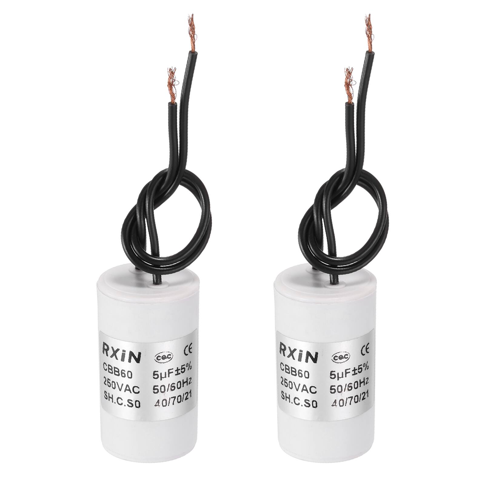 Unique Bargains - 2pcs 5uF CBB60 Running Capacitor, AC 250V Cylinder 2 Wire for Air Conditioner, Compressor, Washing Machine, Refrigerator - White price history on PriceWatchPro