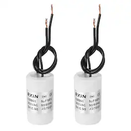Unique Bargains - 2pcs 5uF CBB60 Running Capacitor, AC 250V Cylinder 2 Wire for Air Conditioner, Compressor, Washing Machine - White
