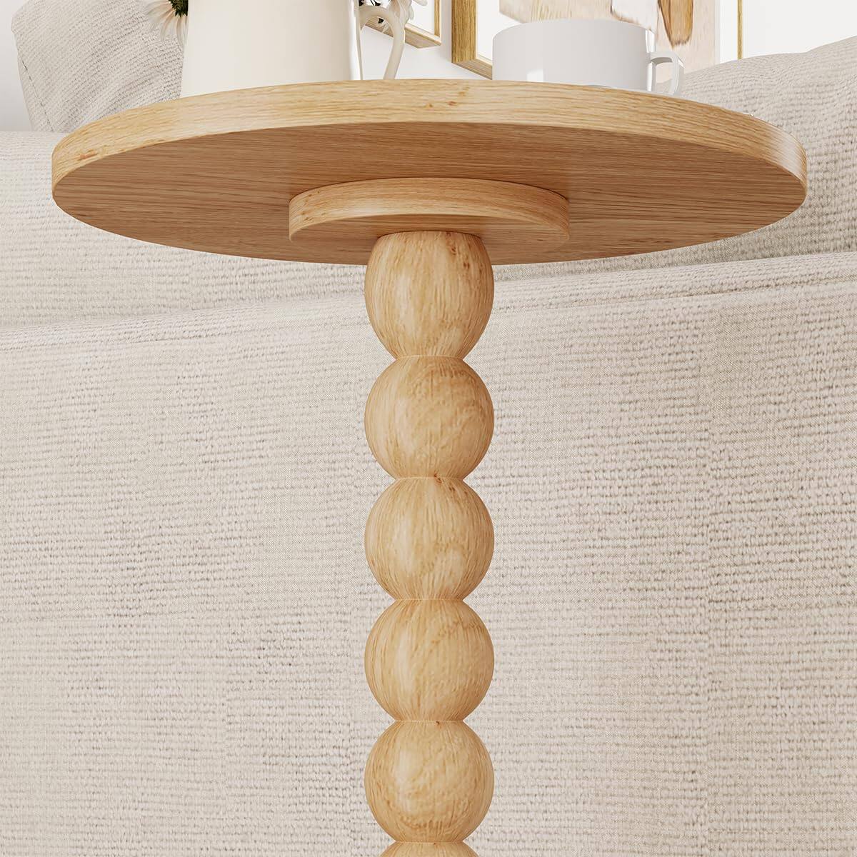 Alt View 2. PO3TICJUNKI3 - Round Side Table Drink For Spaces Pedestal End Living Room Modern Accent Nightstand With Solid Wood Leg Bed... - White.